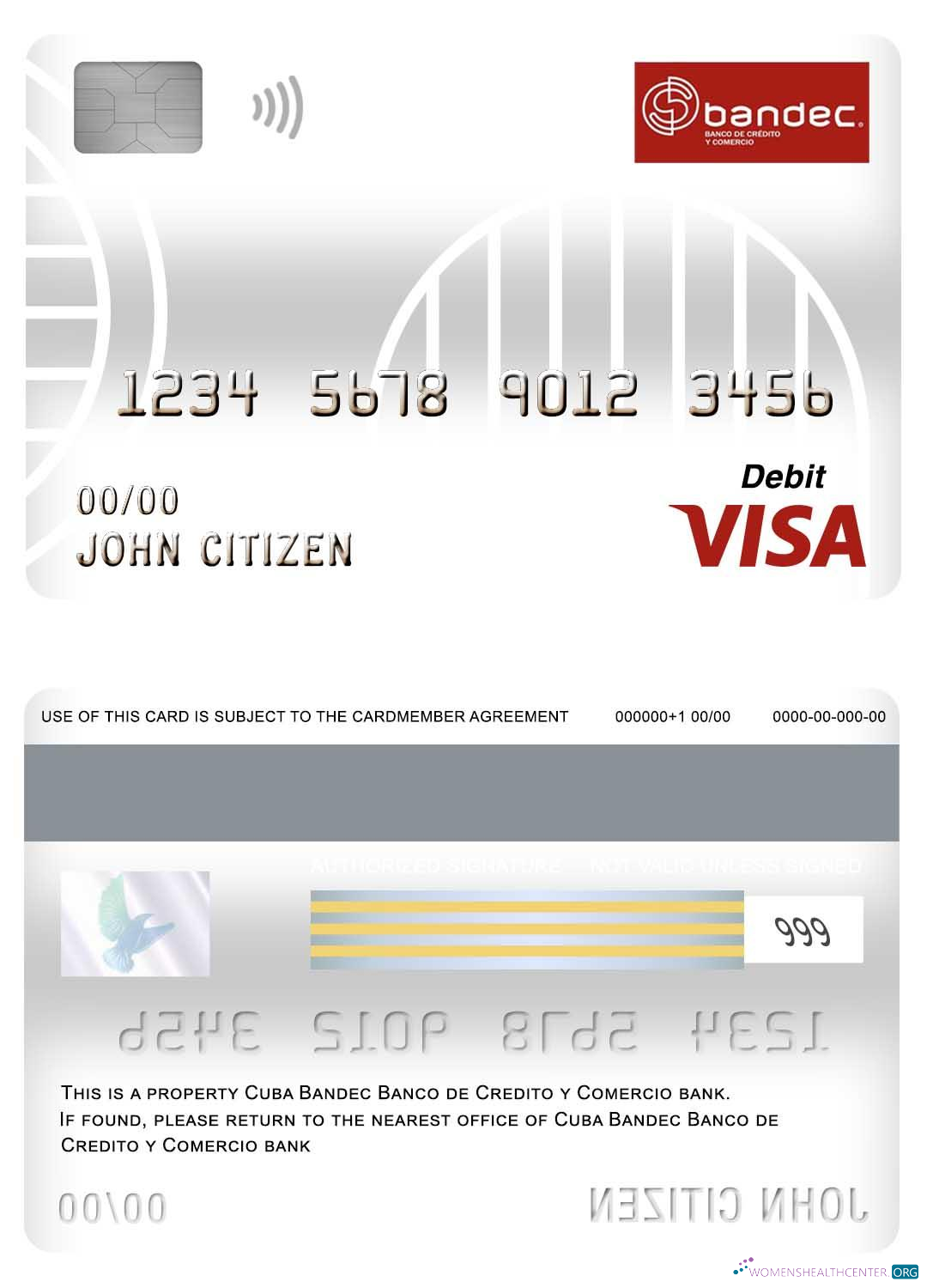 Download Cuba Bandec Banco de Credito y Comercio bank visa debit card Photoshop template